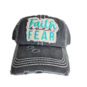 Faith Over Fear Washed Vintage Ball Cap - Gray