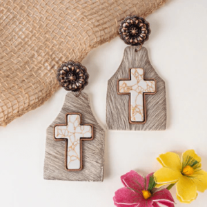 Animal Hide Cross Earrings