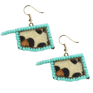 Leopard Oklahoma Earrings - Mint